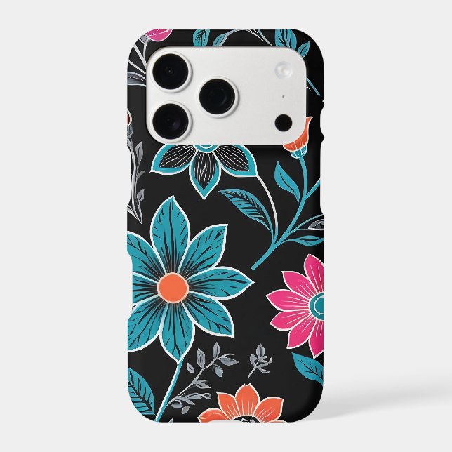 Colorful Linoprint Floral Pattern Iphone Case (Back)
