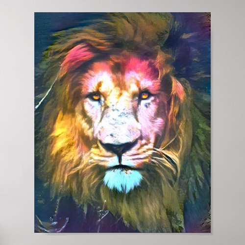 Colorful Lion  Animals Poster
