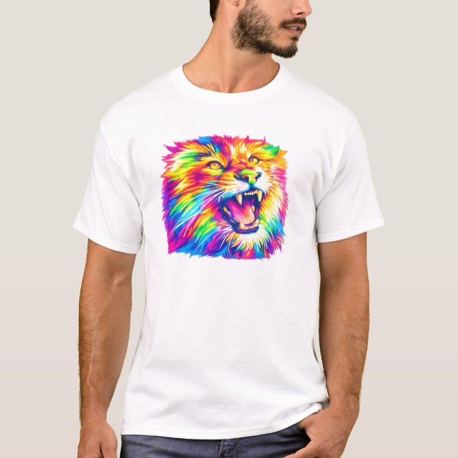 Colorful Lion Art T-Shirt (Front)
