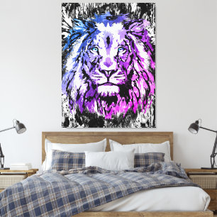 Colorful Lion Canvas Print Big Lion Art Print