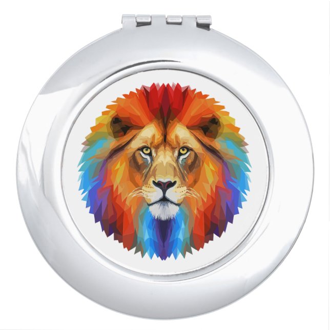 Colorful Lion Compact Mirror (Front)