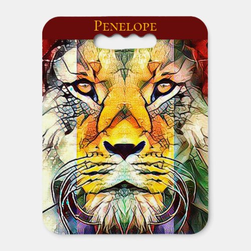 Colorful Lion Creative Wildlife Pop Art and Name Seat Cushion