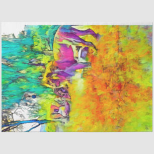 Colorful Lion Decoupage Print Rainbow Tissue Paper