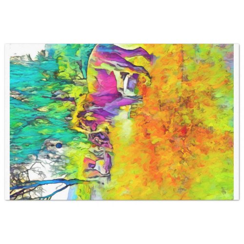 Colorful Lion Decoupage Print Rainbow Tissue Paper