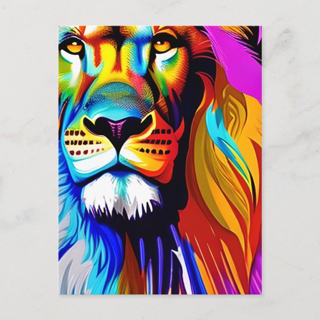 Colorful Lion Digital Art | Birthday Postcard (Front)