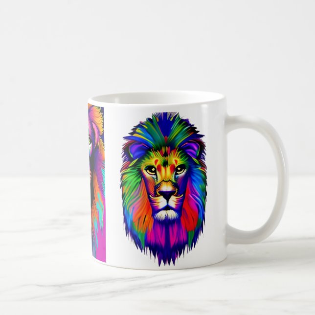 Colorful Lion Digital Art Coffee Mug (Right)