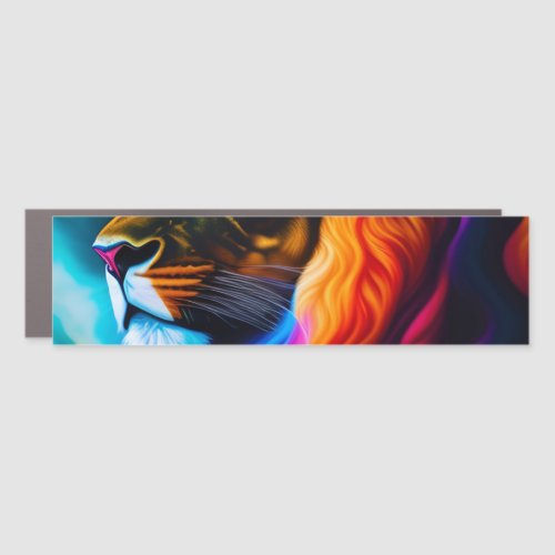 Colorful Lion Face Art Car Magnet