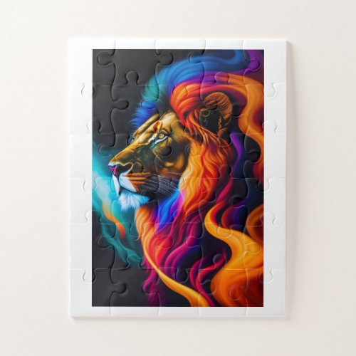 Colorful Lion Face Art Jigsaw Puzzle