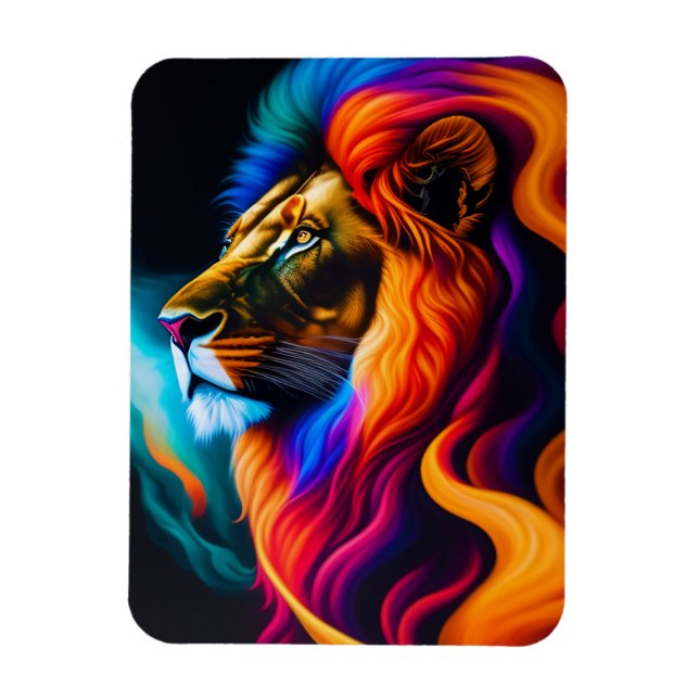 Colorful Lion Face Art Magnet (Vertical)
