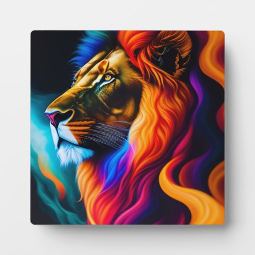 Colorful Lion Face Art Plaque