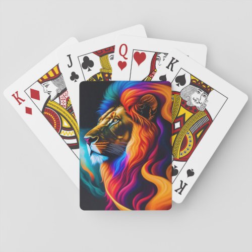 Colorful Lion Face Art Poker Cards