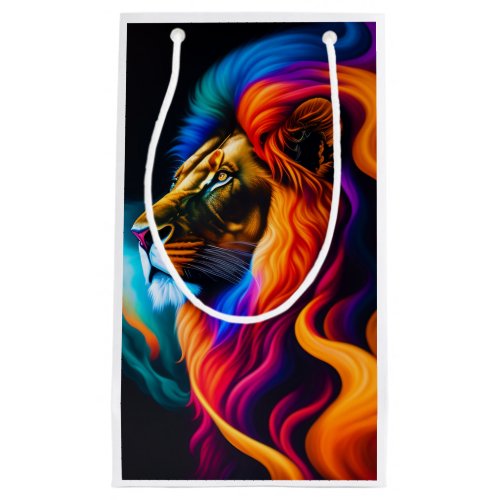 Colorful Lion Face Art Small Gift Bag