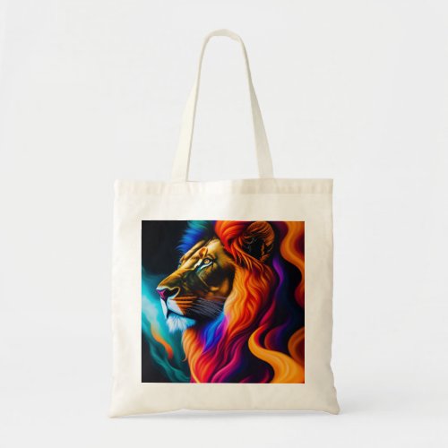 Colorful Lion Face Art Tote Bag
