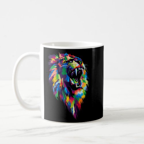 Colorful Lion Face Cute Pop Geometric Polygonal Li Coffee Mug