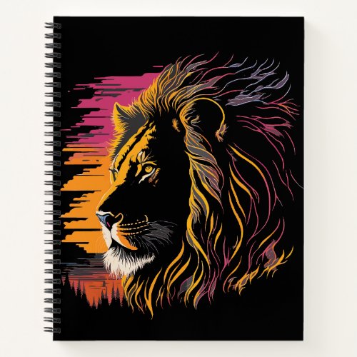 Colorful Lion Face Design Gift for Animal Lover Notebook