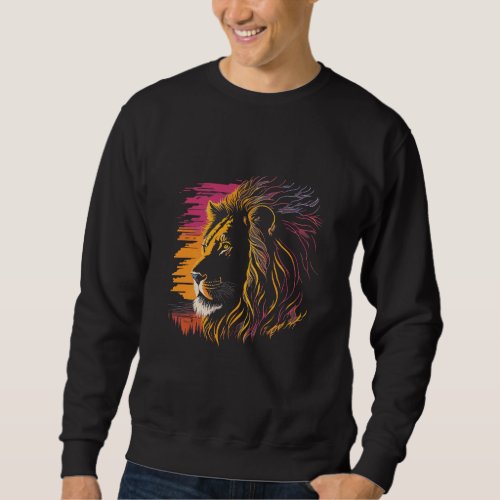 Colorful Lion Face Design Gift for Animal Lover Sweatshirt