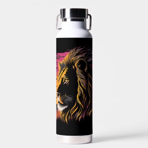 Colorful Lion Face Design Gift for Animal Lover Water Bottle