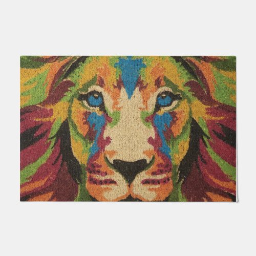 Colorful Lion Face Mat Man Indoor Decor Doormat