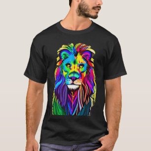 Colorful Lion Face Mystical Fantasy Art T-Shirt