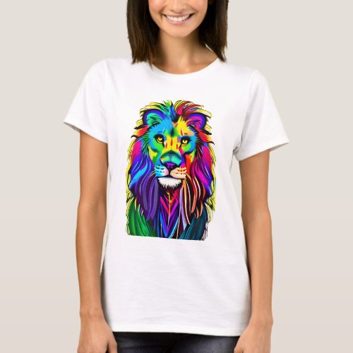 Colorful Lion Face Mystical Fantasy Art T_Shirt