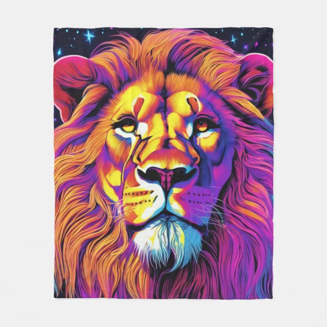 Colorful Lion Fleece Blanket (Front)