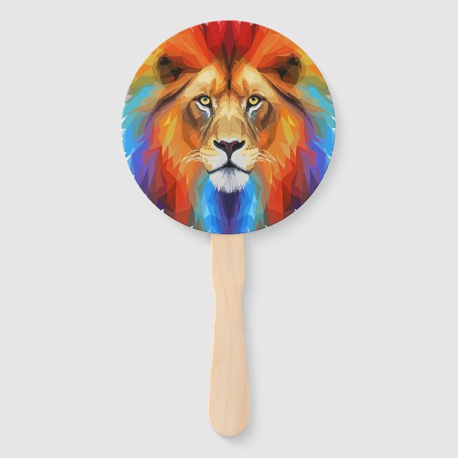 Colorful lion hand fan (Front)