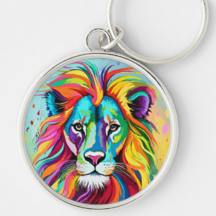 Colorful Lion Head Portrait Keychain