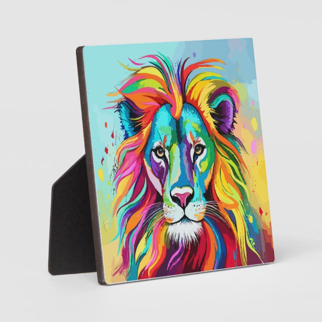 Colorful Lion Head Portrait Plaque (Front)