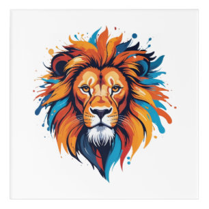 Colorful Lion Head Wall Art