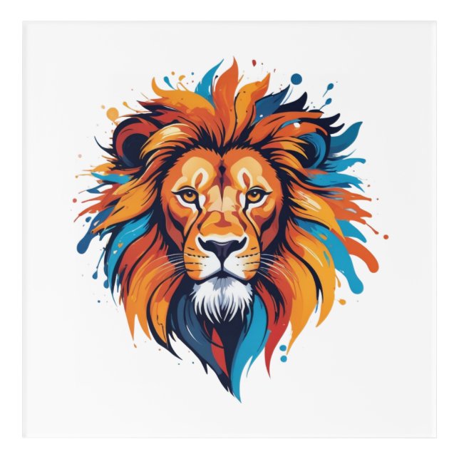 Colorful Lion Head Wall Art (Front)