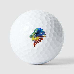 Colorful Lion King Watercolor Monogram for Him Golf Balls
