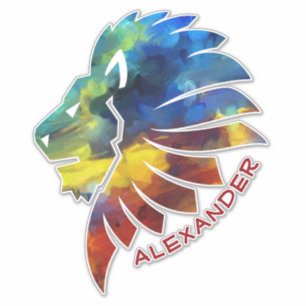 Colorful Lion King Watercolor Monogram for Him Sticker