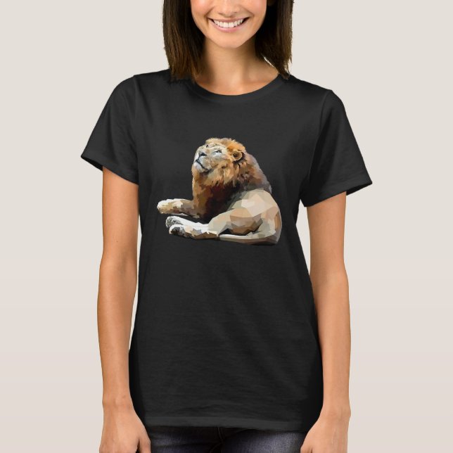 Colorful Lion Lying Down Graphic T-Shirt (Front)