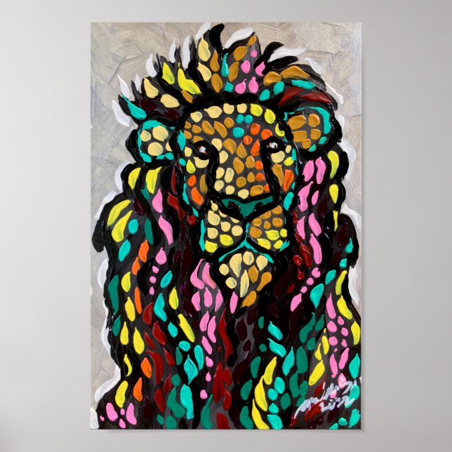 Colorful Lion Painting Design Poster (Front)