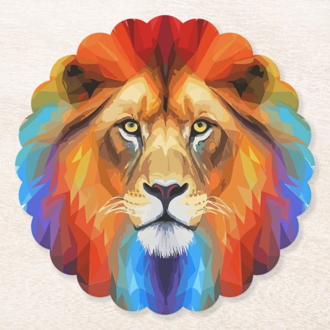 Colorful lion paper coaster (Front)