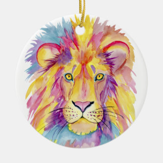 Colorful Lion Portrait Ceramic Ornament