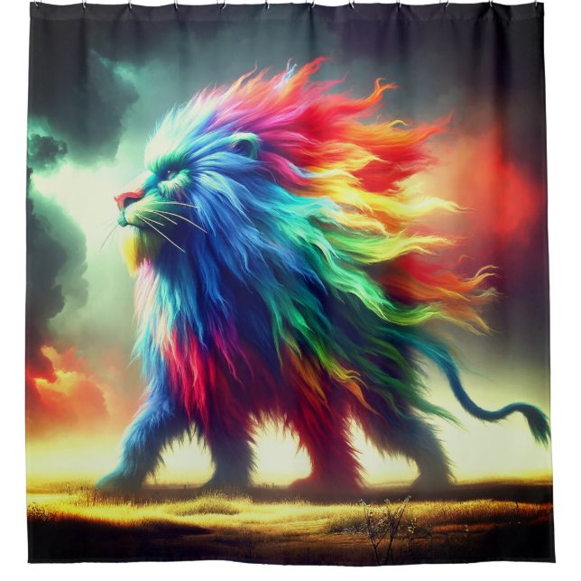 Colorful Lion Shower Curtain (Front)