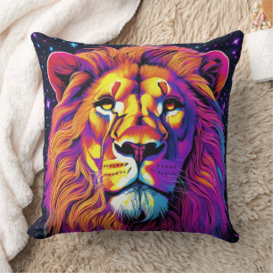 Colorful Lion Throw Pillow