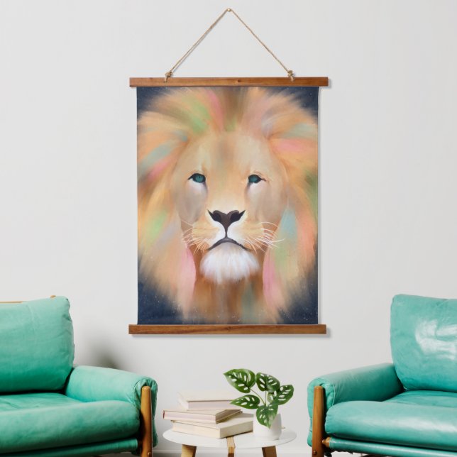 Colorful Lion Wild Animal Art Painting Hanging Tapestry (Living Room)