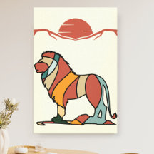 Colorful Lion Wildlife Wall Art Canvas Print