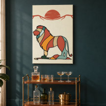 Colorful Lion Wildlife Wall Art Canvas Print