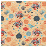 Colorful Lionfish and Coral Reef Pattern on Sand Fabric