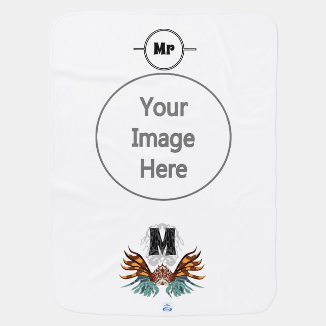 Colorful Lionfish Monogram Baby Blanket (Back)