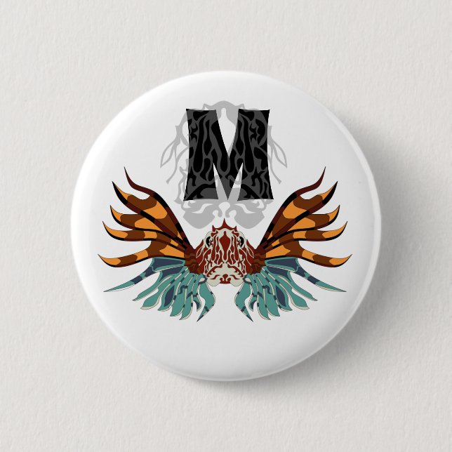 Colorful Lionfish Monogram Button (Front)