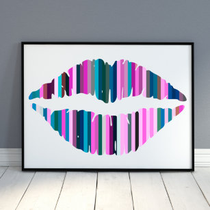 Colorful Lips Abstract Art Poster