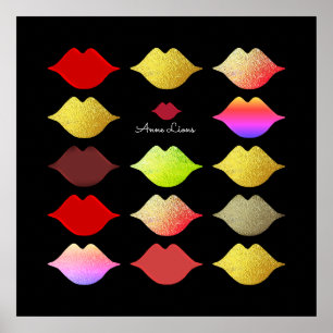 Colorful Lips / different color mouths Poster