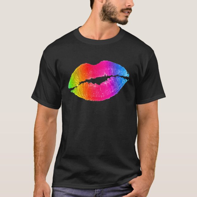 Colorful Lips Lipstick Makeup T-Shirt (Front)