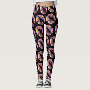Colorful Lips Modern Black Leggings