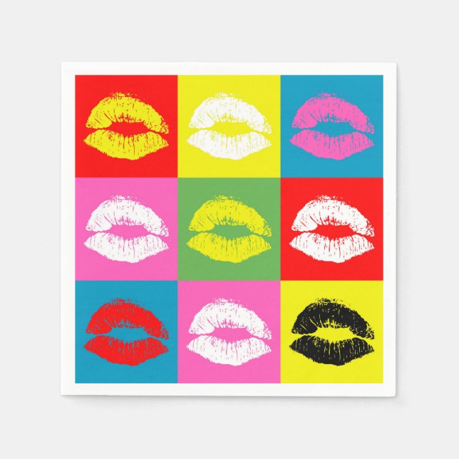 Colorful lips paper napkins (Front)