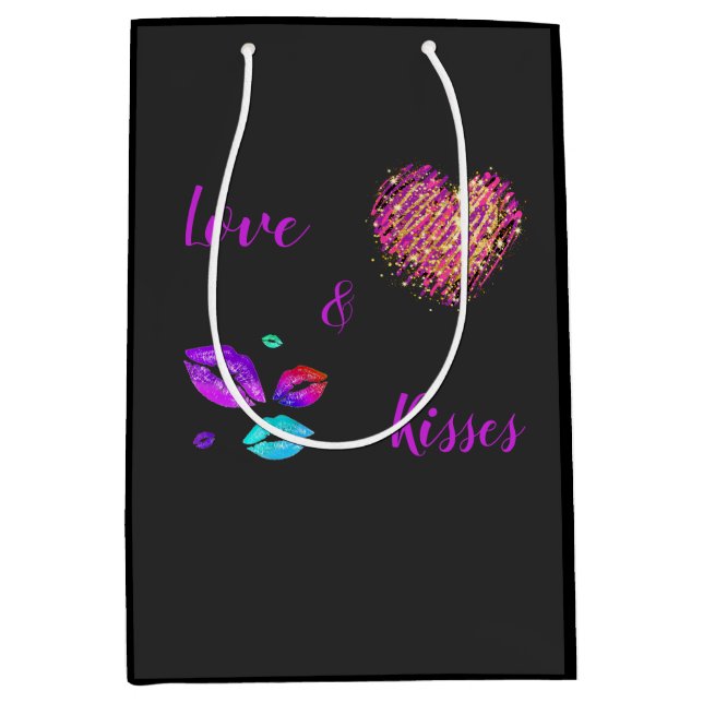 Colorful Lips With Love & Kisses Medium Gift Bag (Front)
